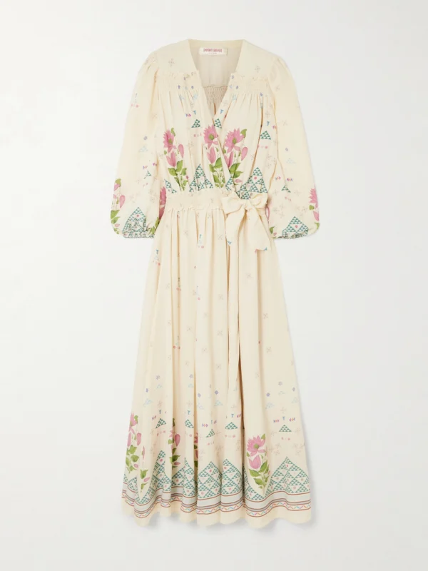 Emporio Sirenuse Lavinia Belted Floral-print Silk Crepe De Chine Wrap Maxi Dress