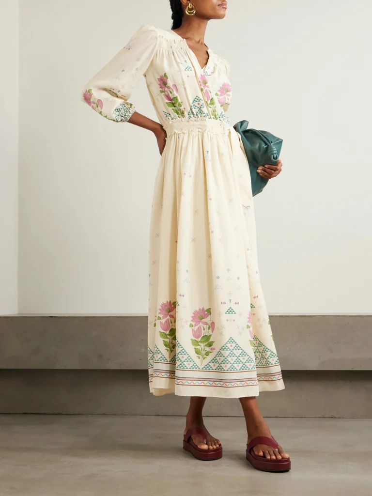 Emporio Sirenuse Lavinia Belted Floral-print Silk Crepe De Chine Wrap Maxi Dress