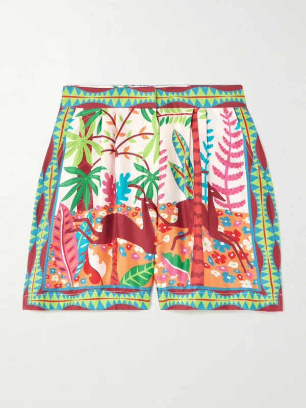 Emporio Sirenuse + Louis Barthélemy Pleated Printed Silk-twill Shorts