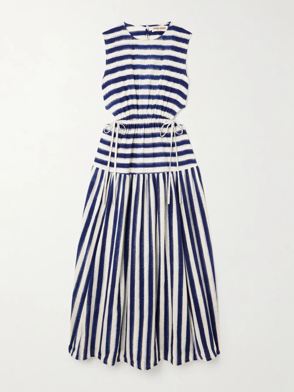 Emporio Sirenuse Pulcheria Striped Cotton Maxi Dress in blue