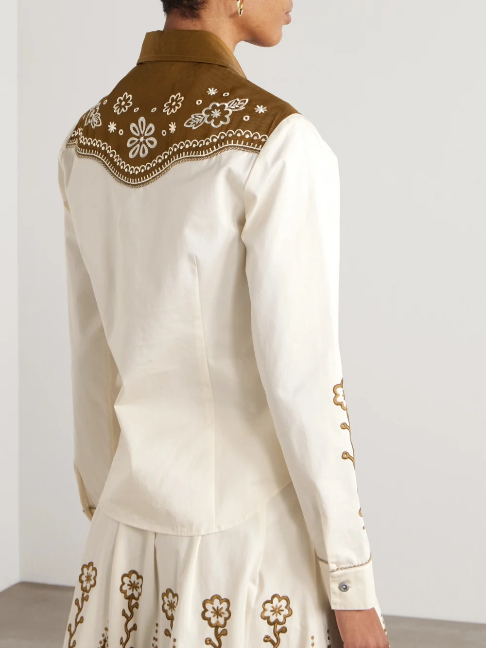 Back view of the Emporio Sirenuse Rodeo Embroidered Cotton-drill Shirt