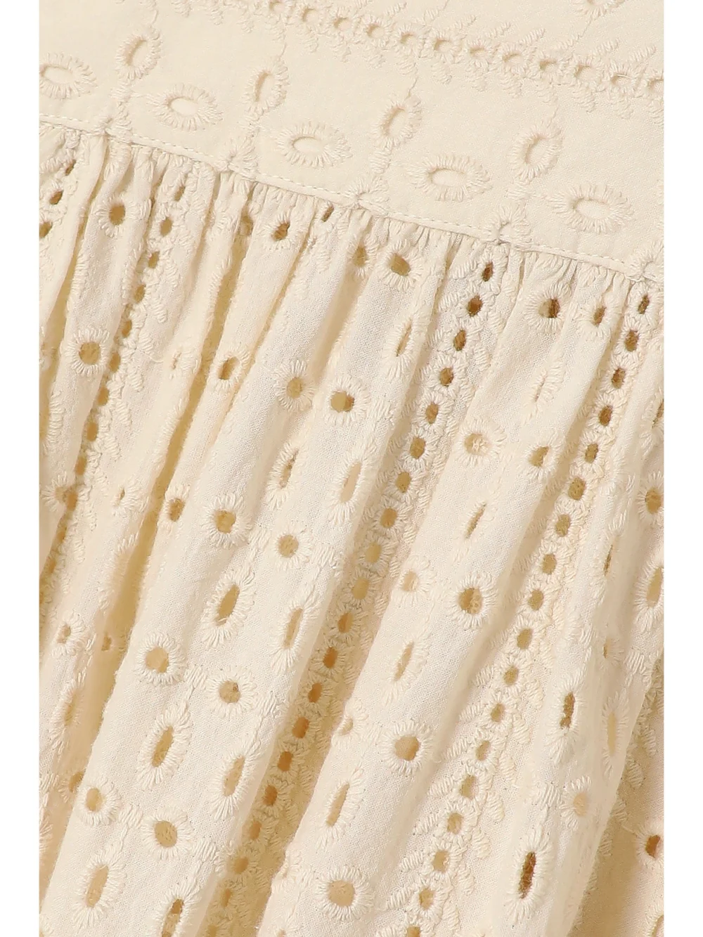 Close-up detail of the Emporio Sirenuse Suri Amalfi Broderie Anglaise Cotton Midi Skirt