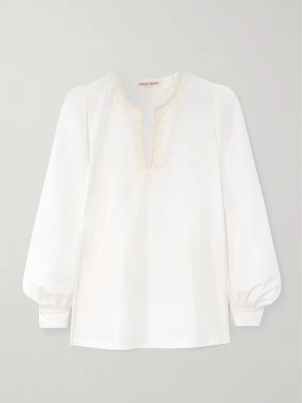 Emporio Sirenuse Vera Embroidered Cotton-blend Shirt
