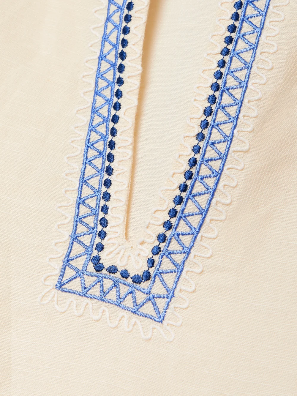 Close-up detail of the Emporio Sirenuse Vera Embroidered Linen and Cotton-blend Voile Blouse