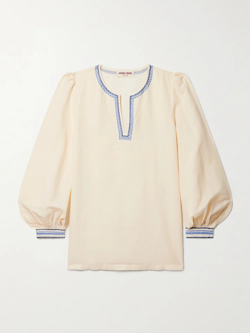 Emporio Sirenuse Vera Embroidered Linen and Cotton-blend Voile Blouse in cream