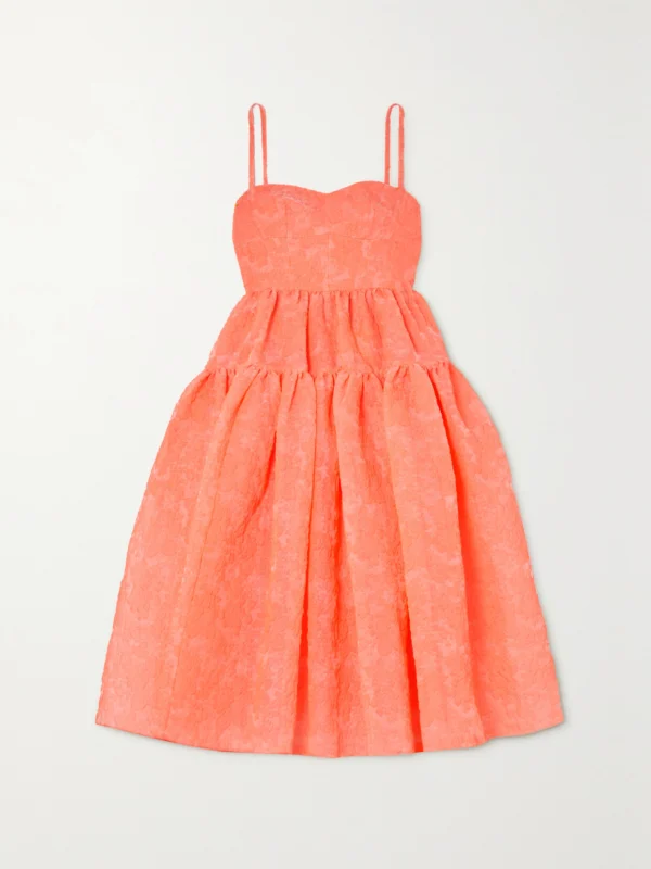 Erdem Abelia Tiered Cloqué Midi Dress
