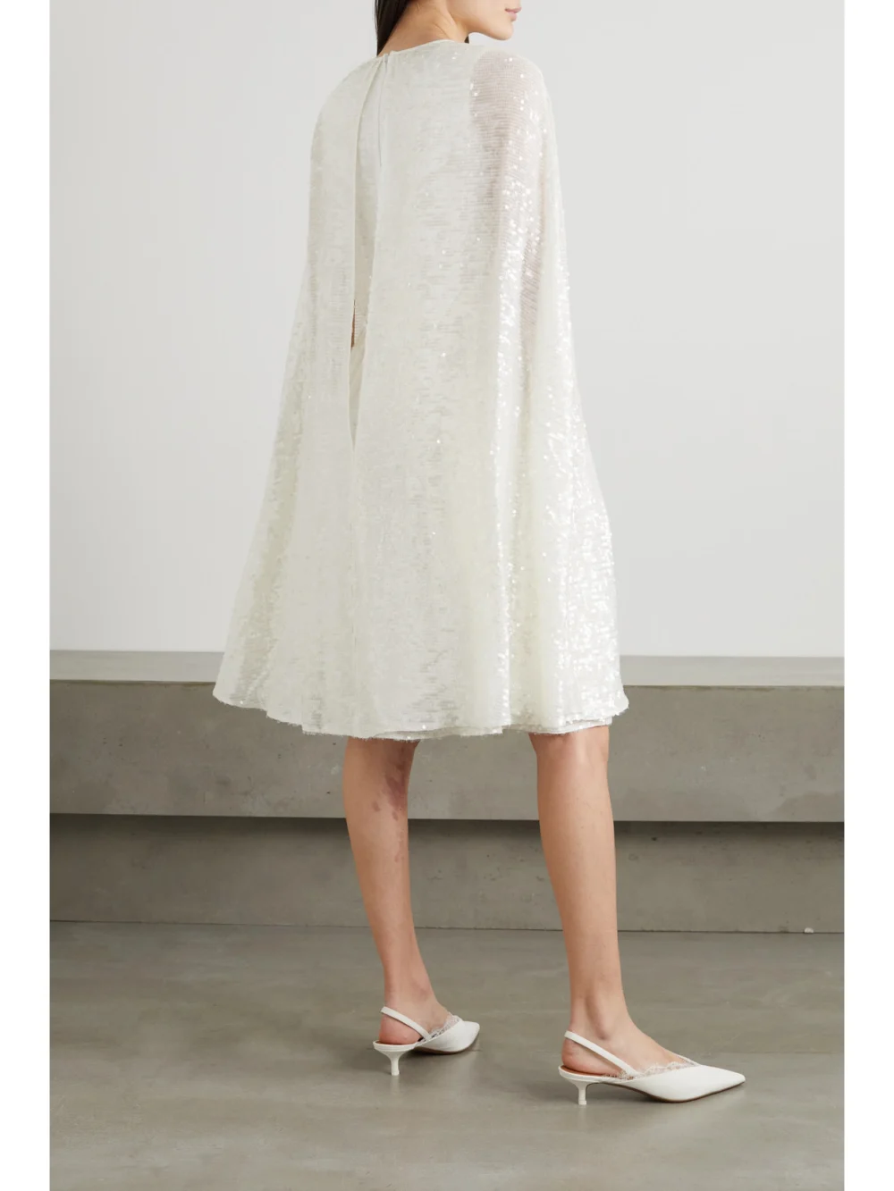 Back view of the Erdem Austin Cape-effect Sequined Chiffon Midi Dress