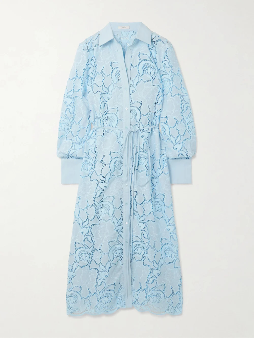 Erdem Belted Broderie Anglaise Cotton-poplin Midi Shirt Dress in light blue