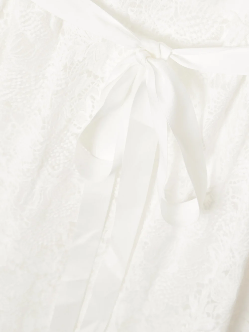 Close-up detail of the Erdem Belted Poplin-paneled Cotton-lace Midi Shirt Dress