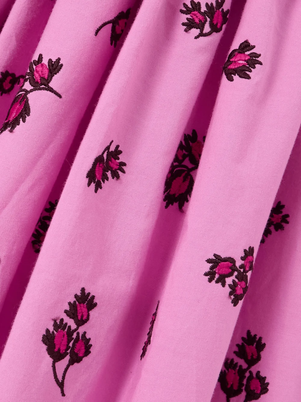 Close-up detail of the Erdem Belted Tiered Scalloped Embroidered Cotton-blend Midi Dress
