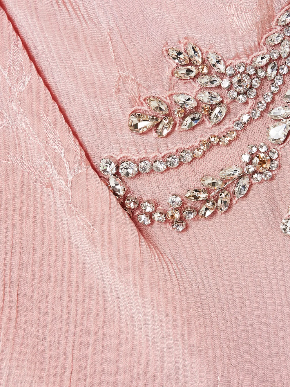 Close-up detail of the Erdem Embellished Draped Crinkled-silk and Cotton-blend Jacquard Midi Dress