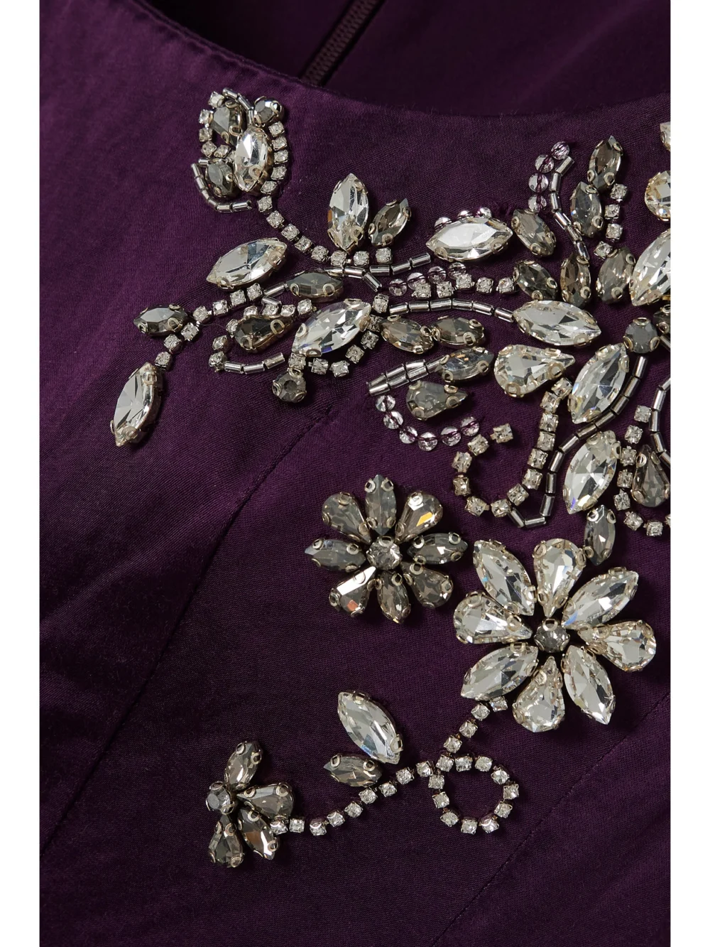 Close-up detail of the Erdem Embellished Sequined Satin Midi Dress