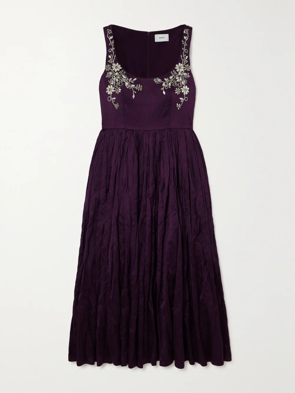 Erdem Embellished Sequined Satin Midi Dress in burgundy