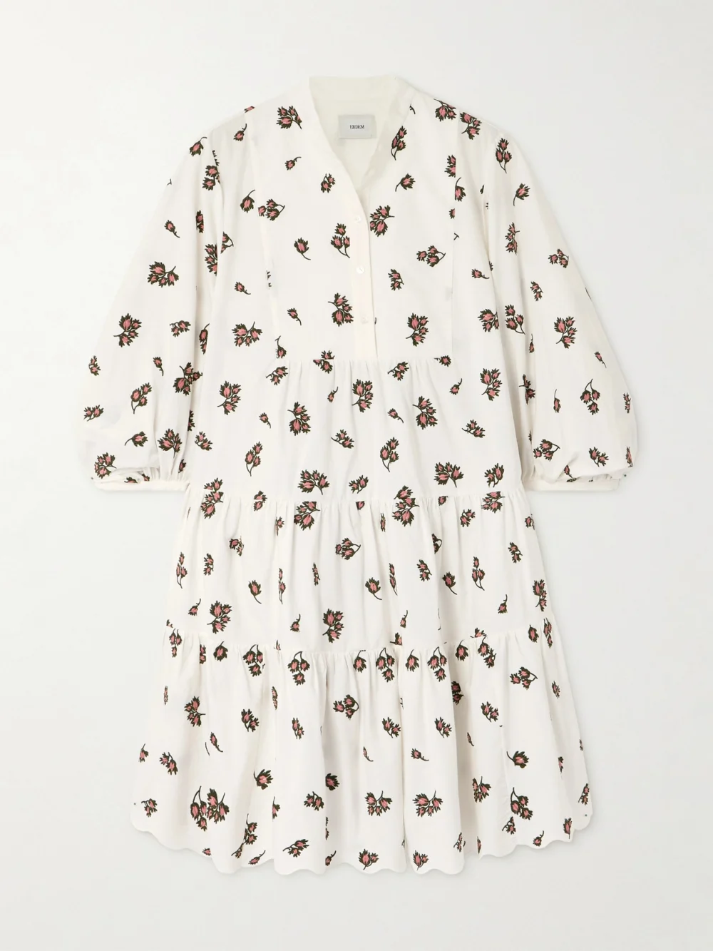 Erdem Embroidered Cotton-blend Mini Dress in white