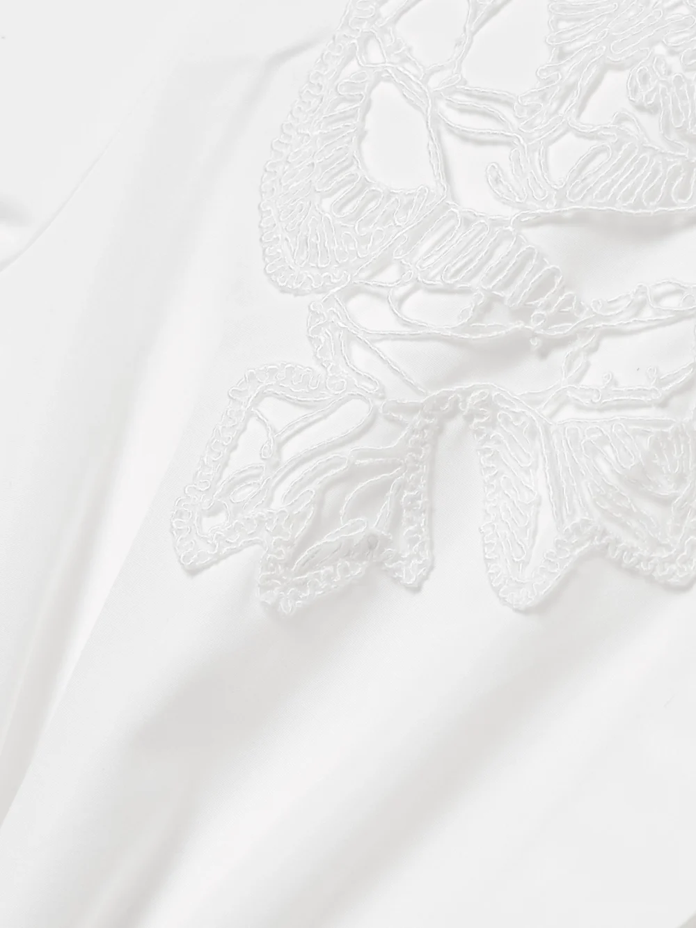 Close-up detail of the Erdem Embroidered Gathered Cotton-poplin Midi Shirt Dress