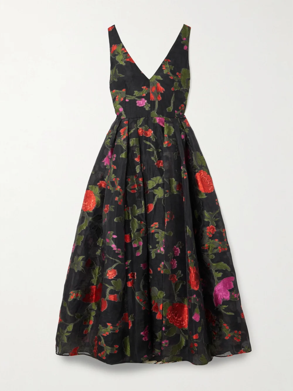 Erdem Fil-coupé Organza Midi Dress in red