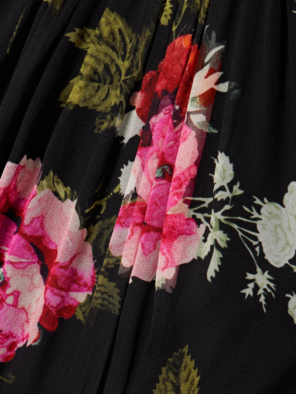 Close-up detail of the Erdem Floral-print Silk-chiffon Midi Dress
