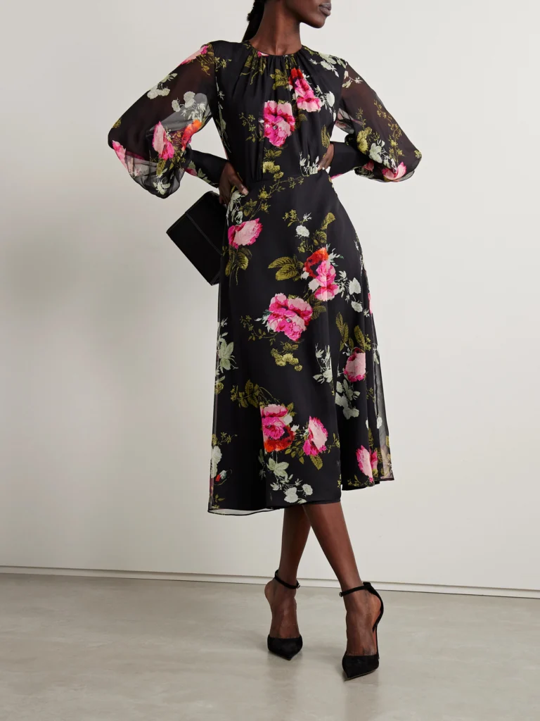 Erdem Floral-print Silk-chiffon Midi Dress