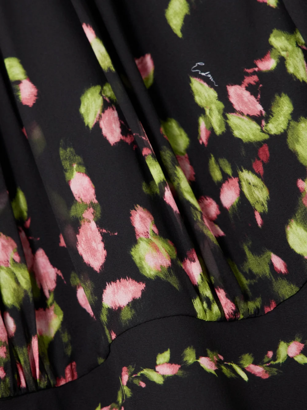Close-up detail of the Erdem Gathered Floral-print Silk-georgette Midi Dress