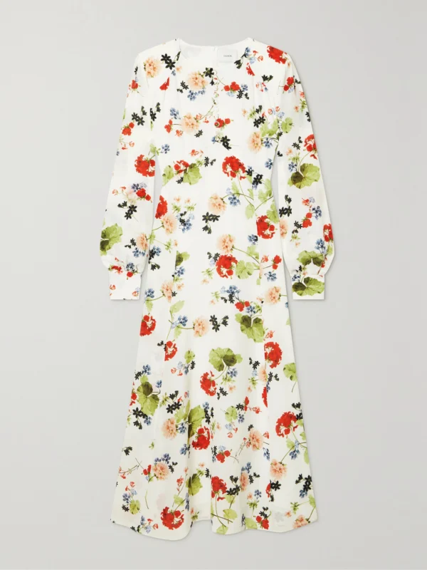 Erdem Leigh Floral-print Silk Crepe De Chine Midi Dress