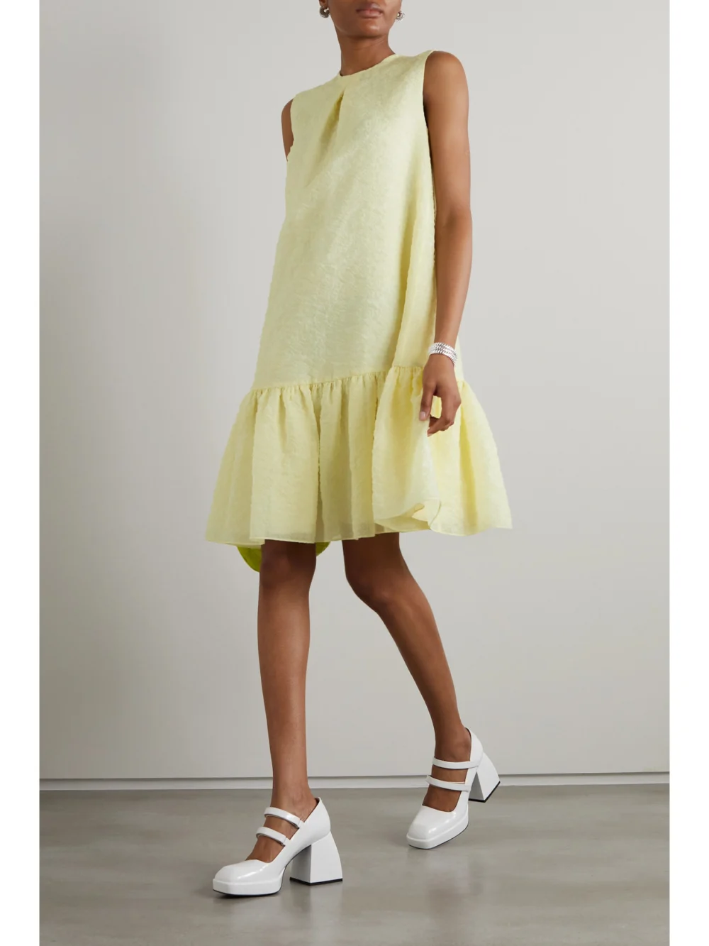 Erdem Maple Tiered Organza-cloqué Mini Dress, worn by a model