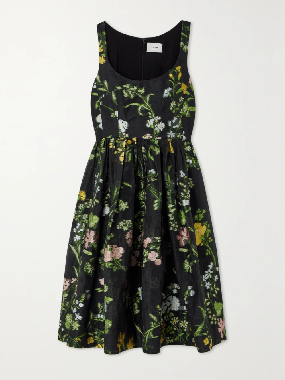 Erdem Metallic Embroidered Organza Midi Dress in black