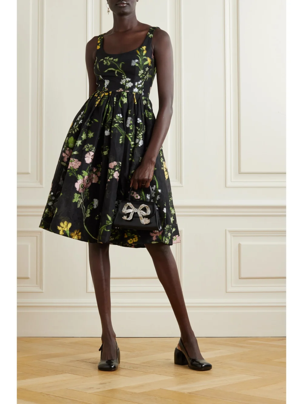Erdem Metallic Embroidered Organza Midi Dress, worn by a model
