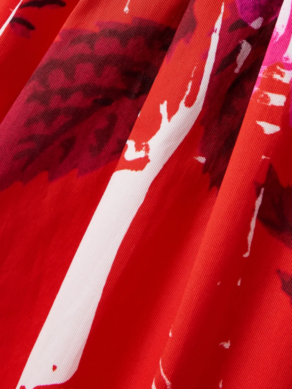 Close-up detail of the Erdem Off-the-shoulder Pleated Printed Cotton-faille Midi Dress
