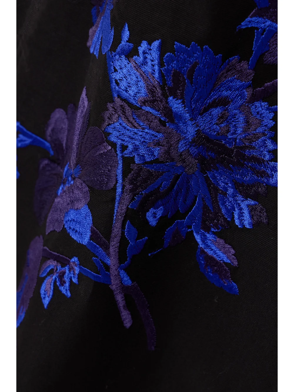 Close-up detail of the Erdem One-shoulder Embroidered Cotton-faille Midi Dress