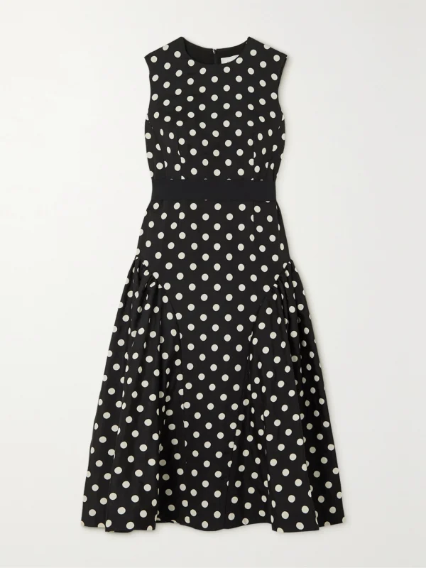 Erdem Penelope Belted Polka-dot Taffeta-faille Midi Dress