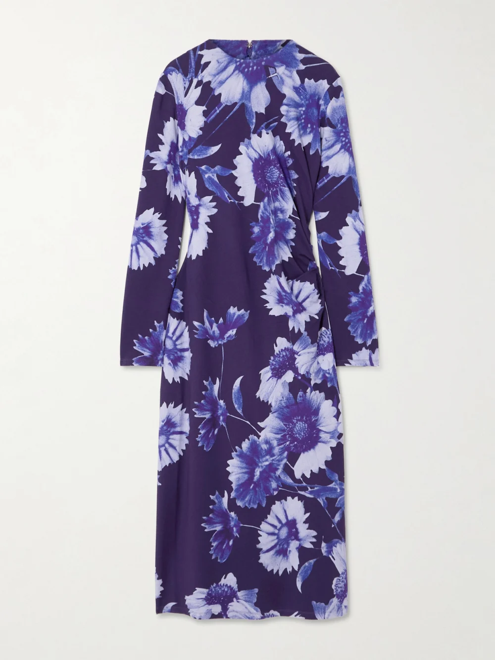 Erdem Troubridge Floral-print Gathered Stretch-jersey Midi Dress in blue