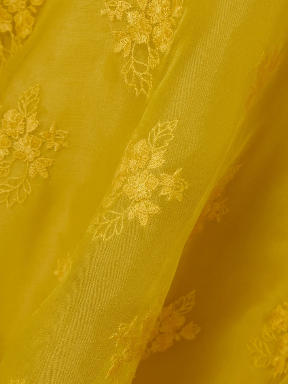 Close-up detail of the Erdem Twist-front Paneled Embroidered Silk-organza Midi Dress