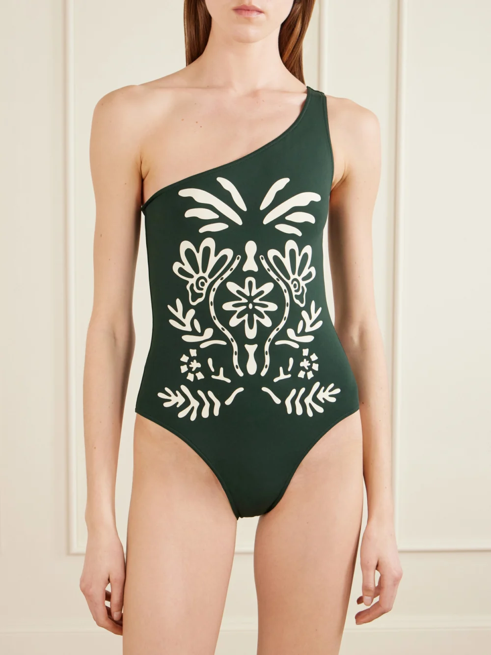Side view of the Eres Gemme One-shoulder Printed Swimsuit