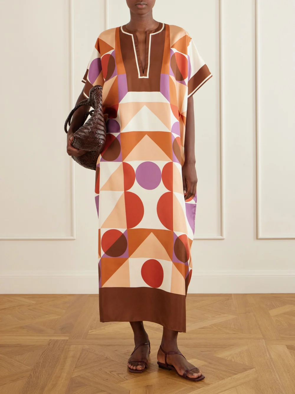 Eres Marisa Silk-twill Kaftan, worn by a model
