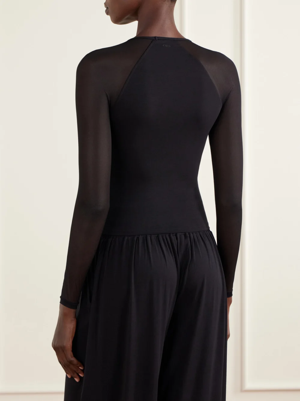 Back view of the Eres Marita Mesh-trimmed Stretch-modal and Silk-blend Top