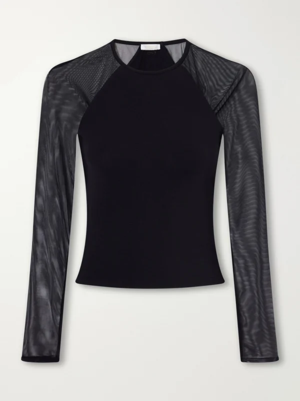 Eres Marita Mesh-trimmed Stretch-modal and Silk-blend Top