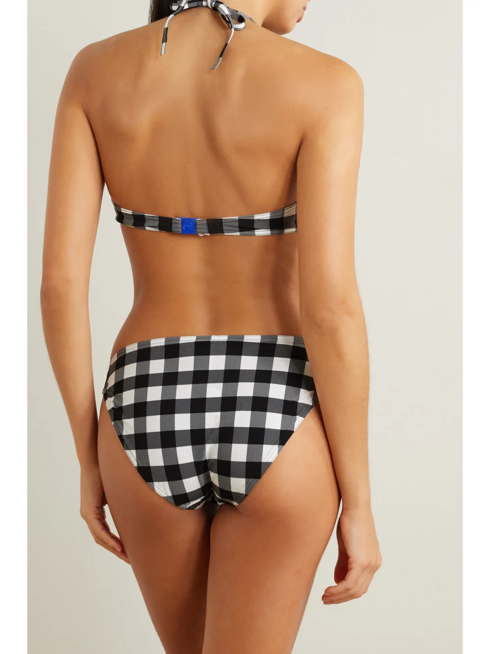 Back view of the Eres Memphis Ellipse Embellished Gingham Triangle Bikini Top