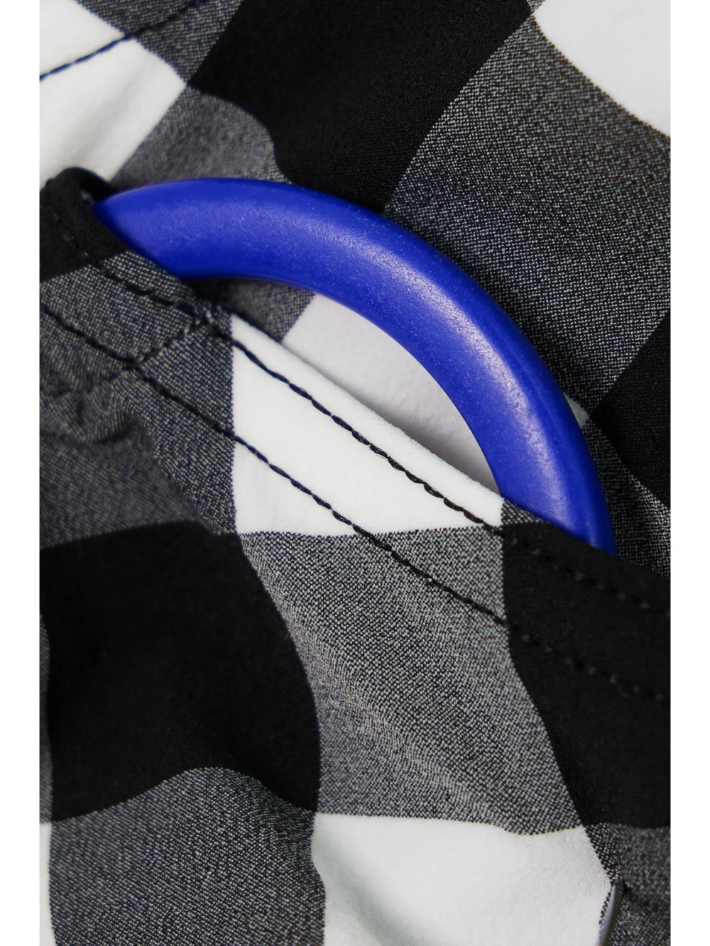 Close-up detail of the Eres Memphis Ellipse Embellished Gingham Triangle Bikini Top