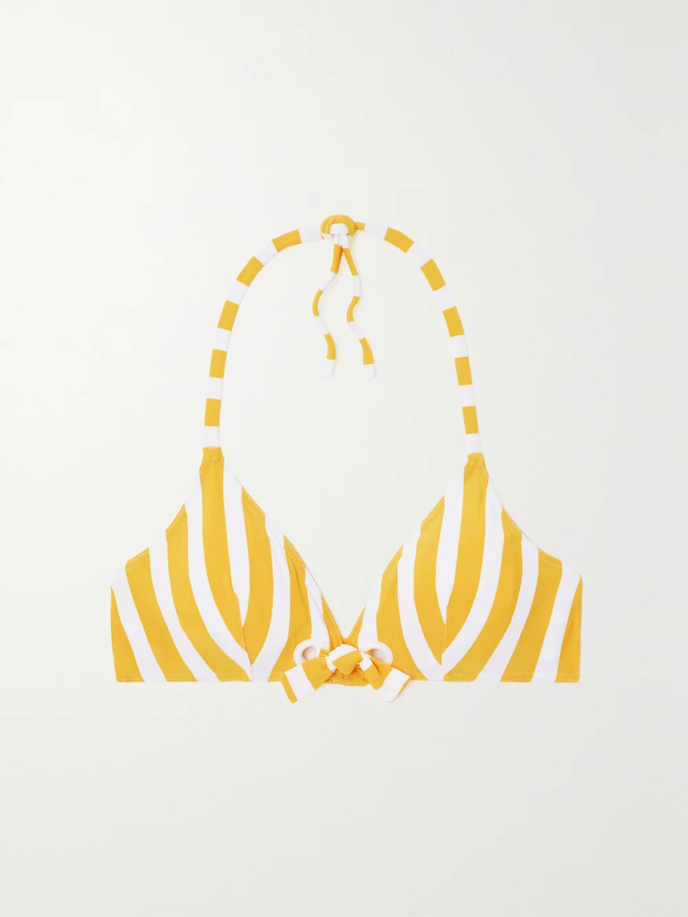 Eres Samba Mucho Eyelet-embellished Striped Triangle Bikini Top in yellow