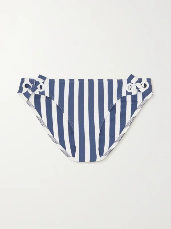 Eres Samba Vida Eyelet-embellished Striped Bikini Briefs