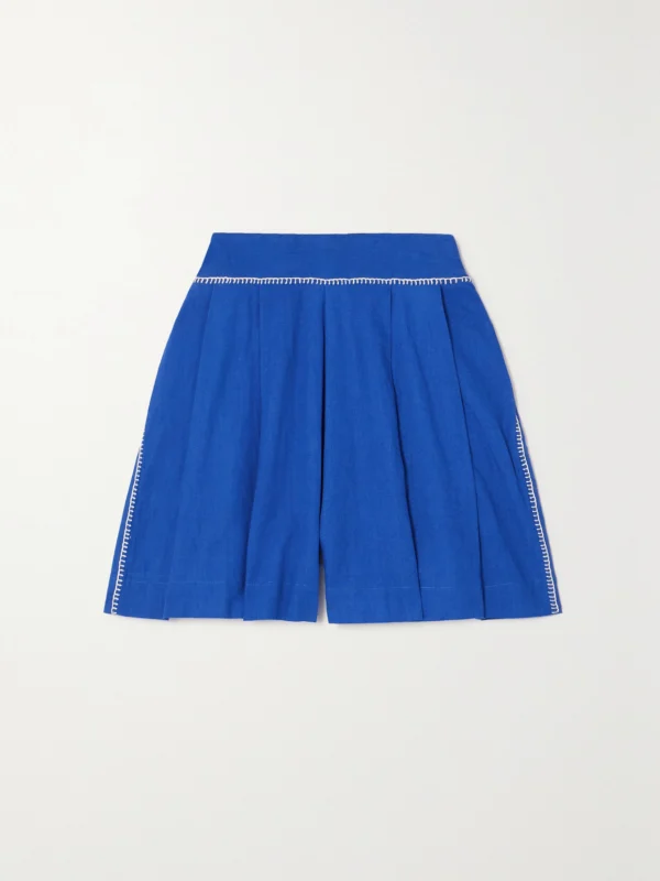 Escvdo Amalia Embroidered Cotton and Linen-blend Shorts