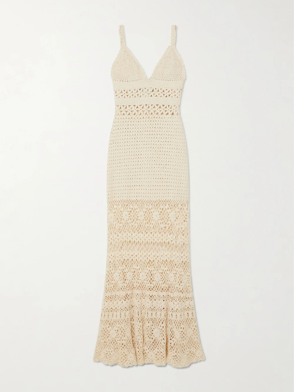 Escvdo Bella Crocheted Cotton Maxi Dress in ivory