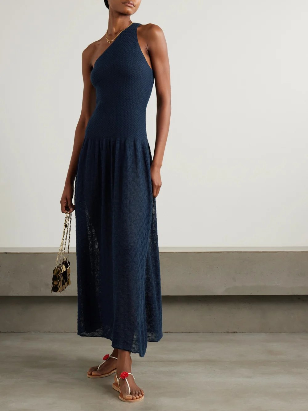 Escvdo Cayo One-shoulder Cotton Maxi Dress, worn by a model