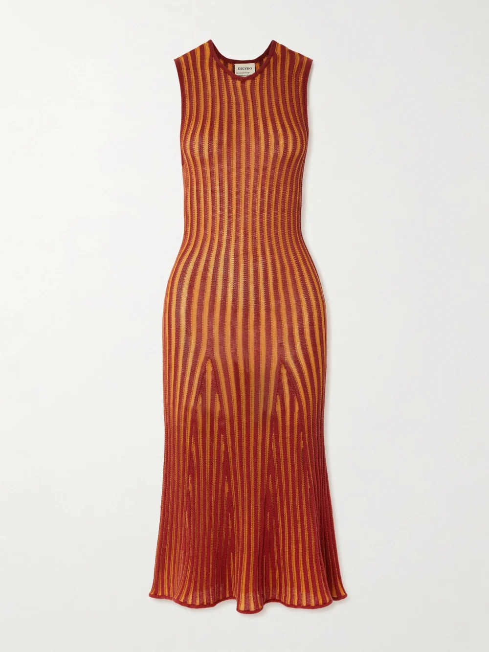 Escvdo Marina Ribbed-knit Midi Dress in orange