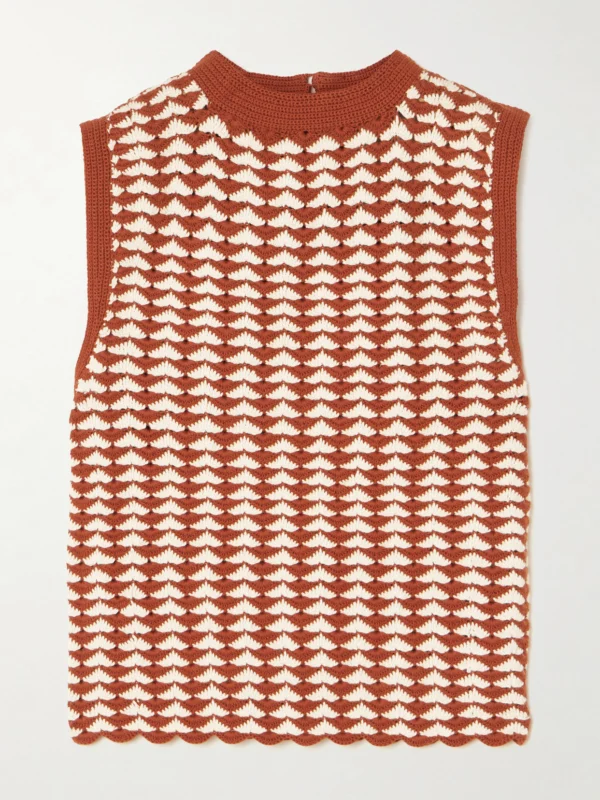 Escvdo Motupe Scalloped Crocheted Cotton Tank
