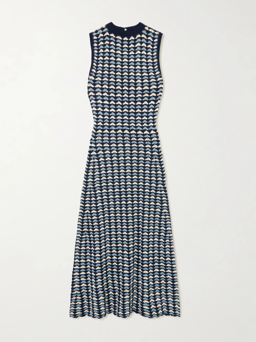 Escvdo Pacifico Crocheted Cotton Maxi Dress in blue