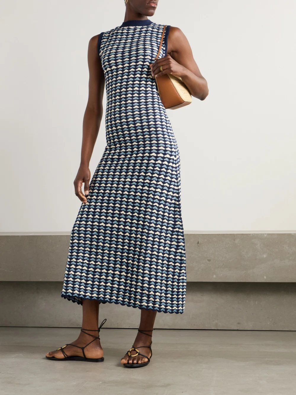 Escvdo Pacifico Crocheted Cotton Maxi Dress, worn by a model