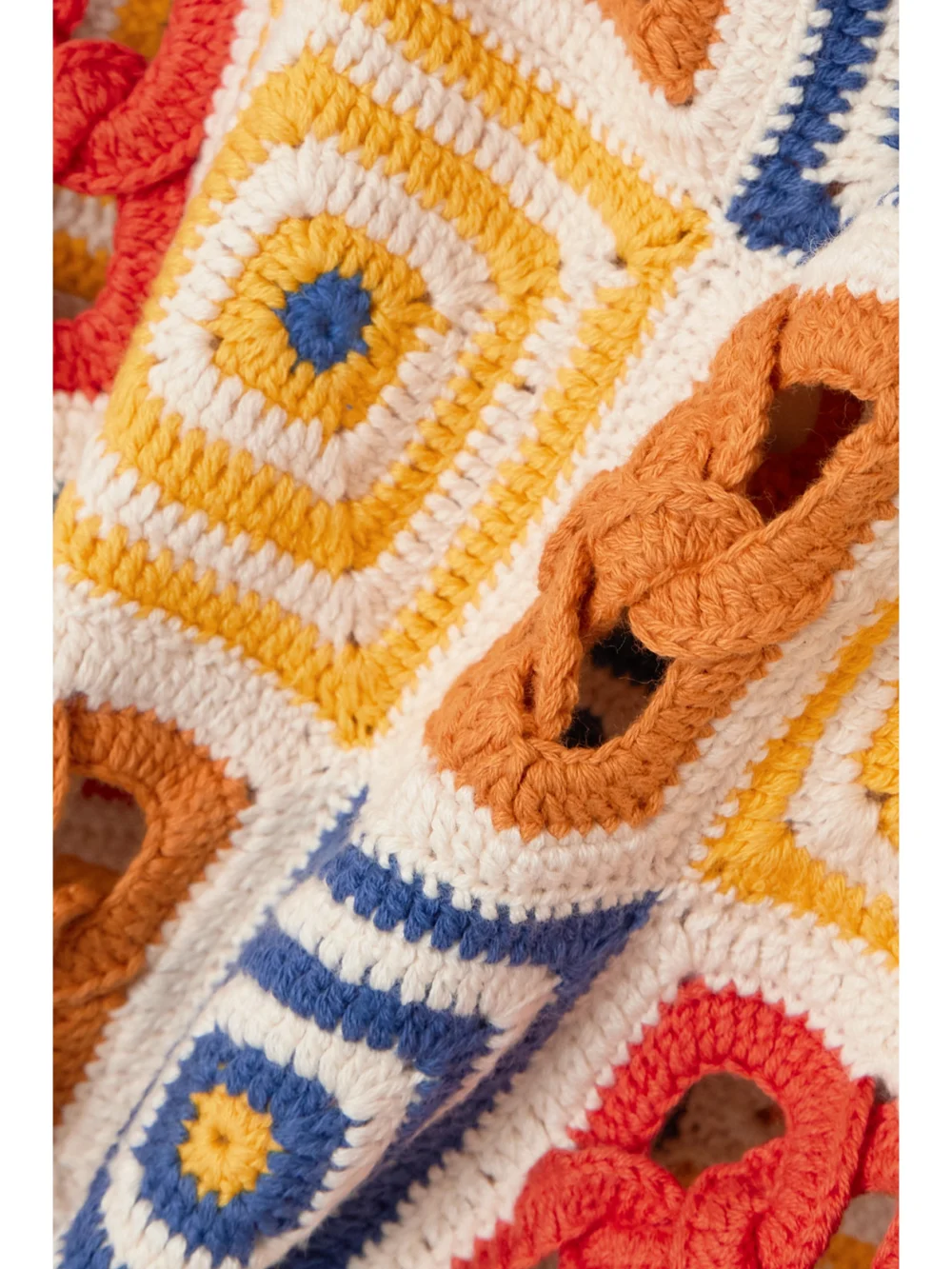 Close-up detail of the Escvdo Santería Crocheted Organic Pima Cotton Mini Skirt