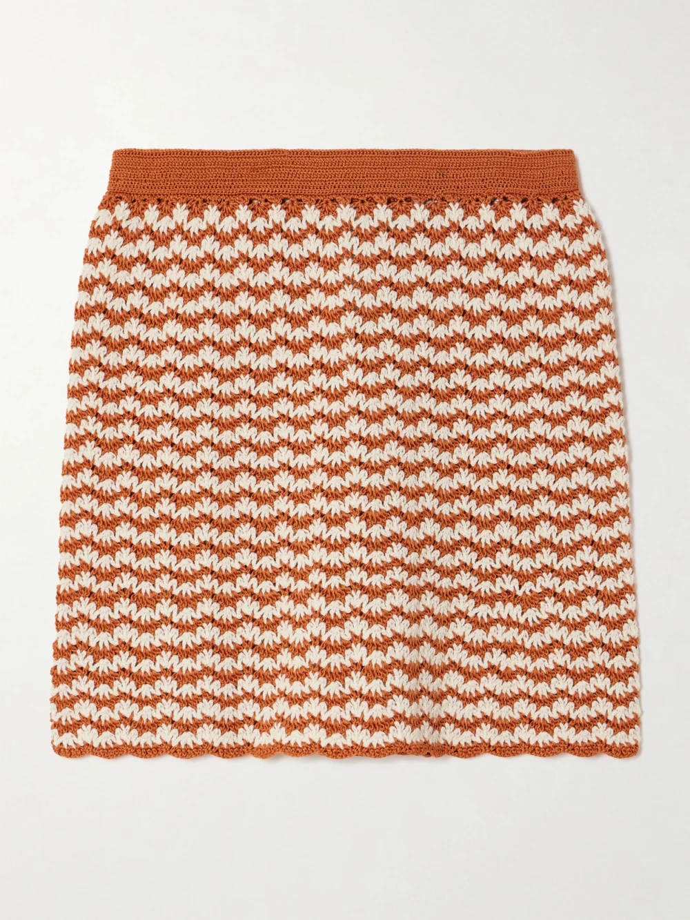 Escvdo Striped Crocheted Cotton Mini Skirt in red