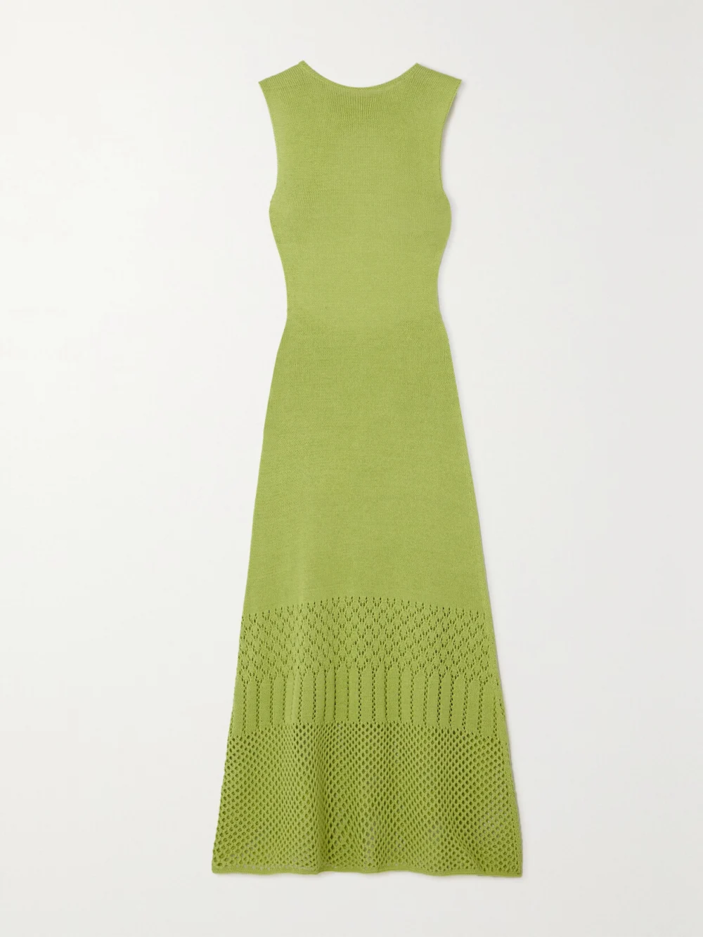 Escvdo Tondero Open-back Knitted Cotton Midi Dress in lime green